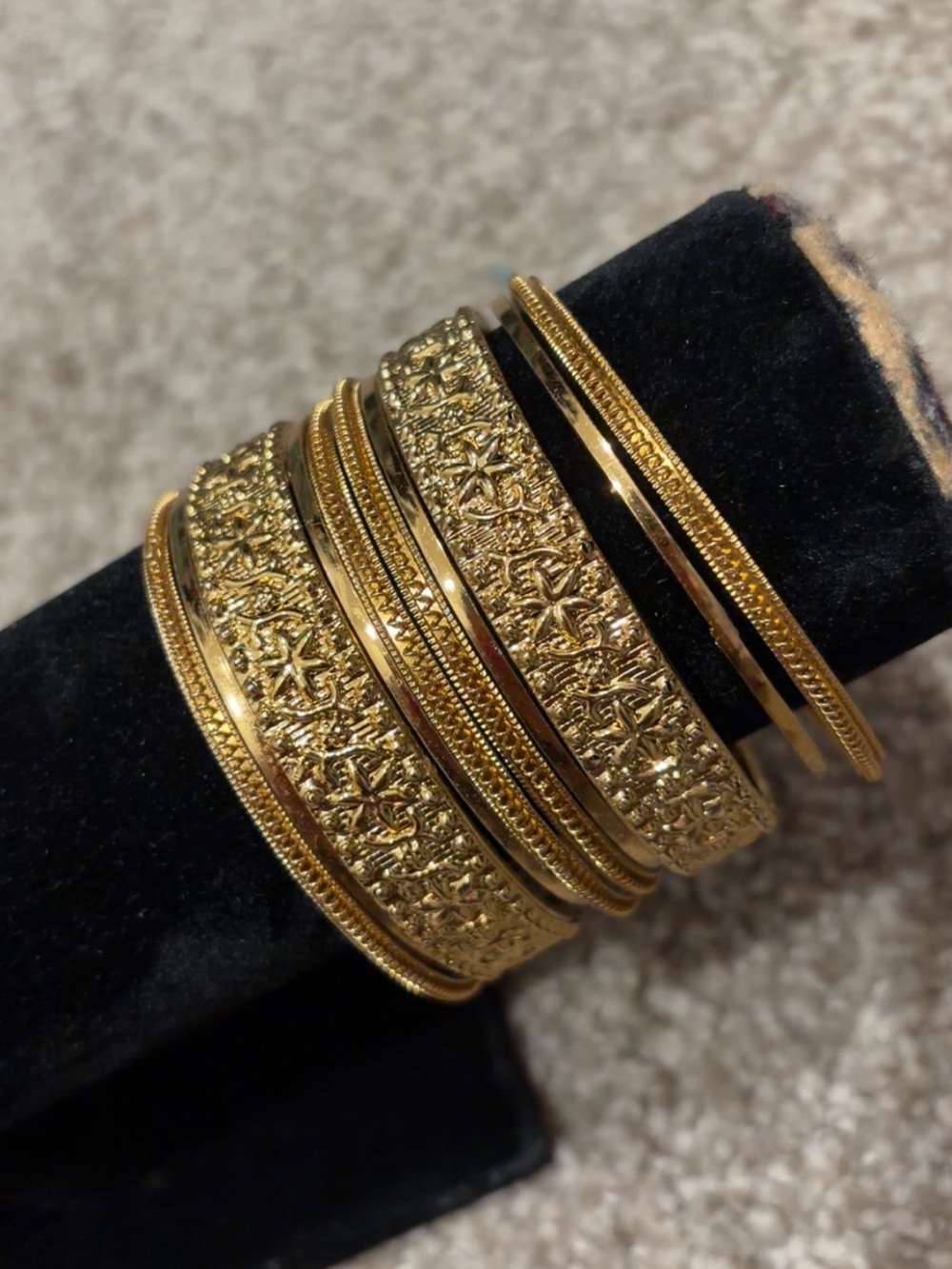Gold-Tone Textured Stackable Bangle Bracelet Set - Women